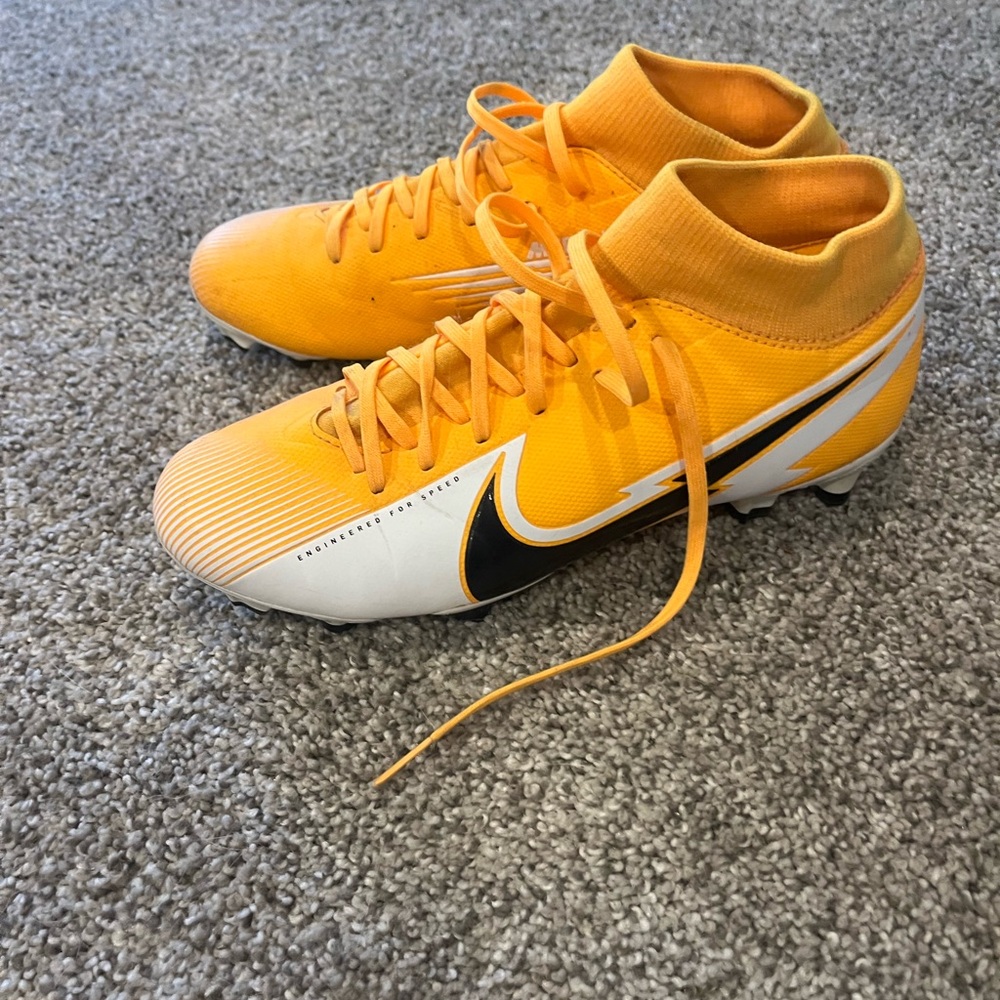 Nike Bright Orange and White Cleats